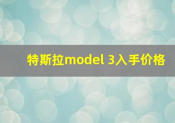 特斯拉model 3入手价格